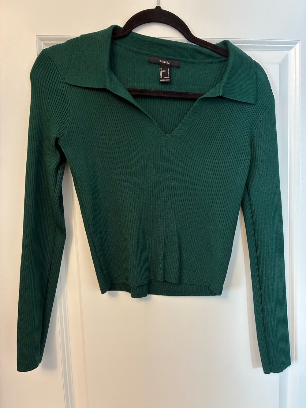 Women Forever 21 collar green long sleeve top Size large #green #tops